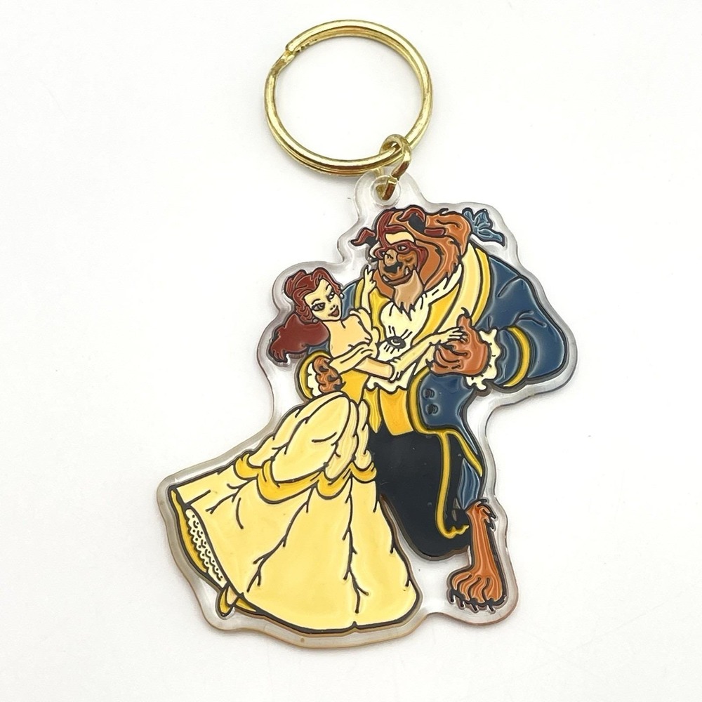 Vintage 1990s Disney Beauty and the Beast Brabo Group Acrylic Keychain 4"